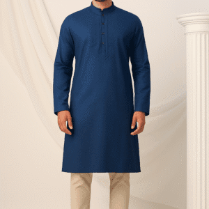 Navy Blue Modern Kurta with Contemporary Detailing