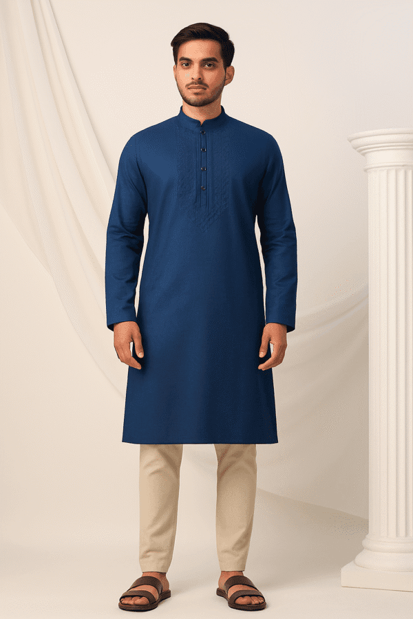 Navy Blue Modern Kurta with Contemporary Detailing