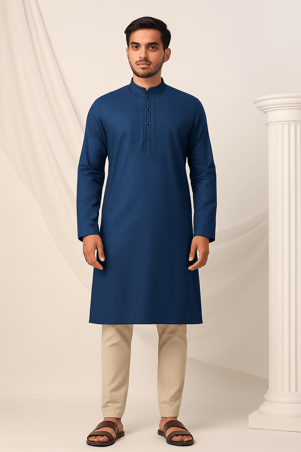 Navy Blue Modern Kurta with Contemporary Detailing