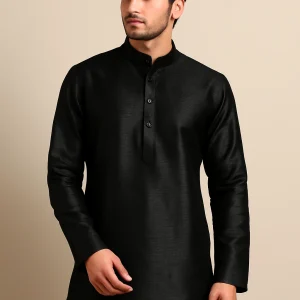 Luxe Midnight Black Shiny Kurta