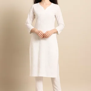 White Chikankari Kurta Set
