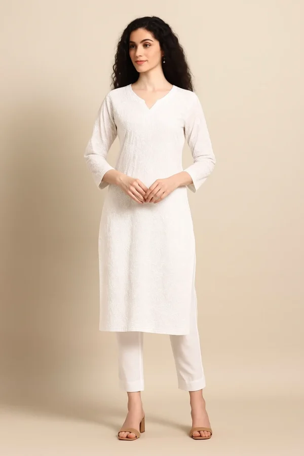 White Chikankari Kurta Set