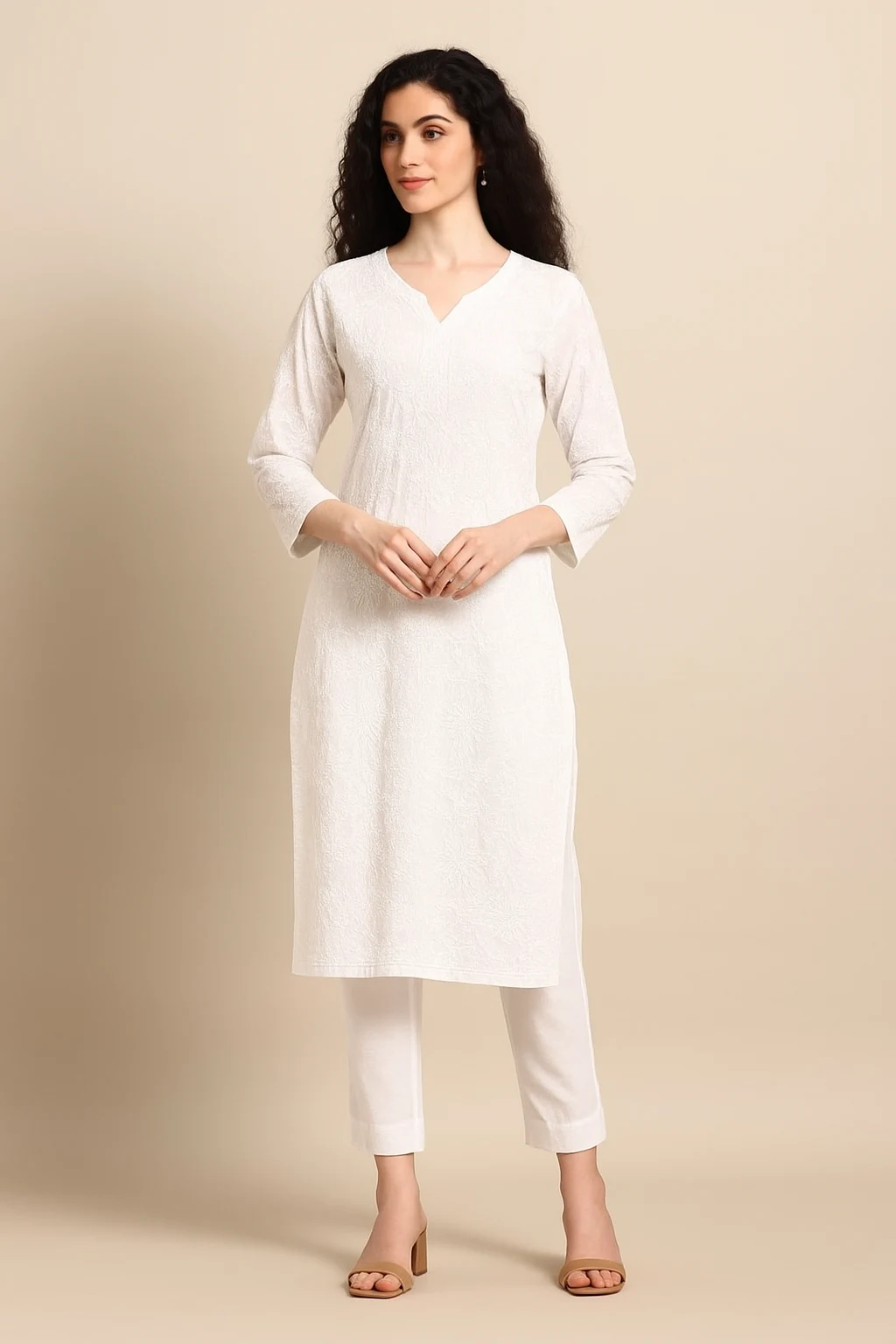 White Chikankari Kurta Set